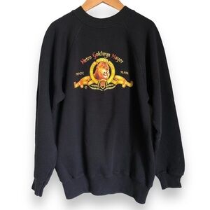 Vintage 80s MGM Studios Metro Goldwyn Mayer Lion Women’s Sweatshirt Black Size S